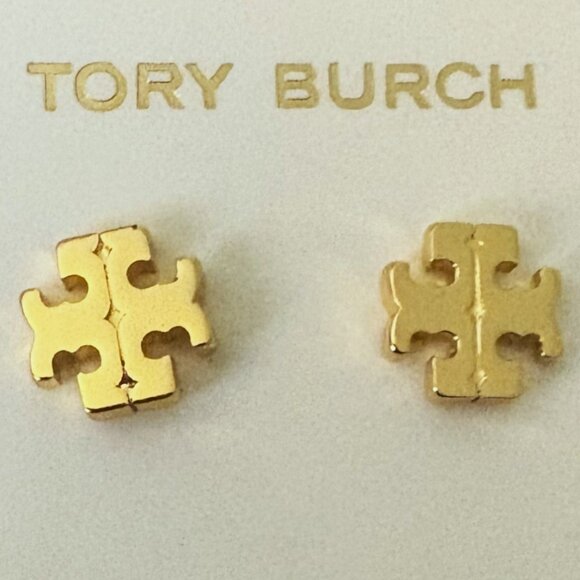 Tory Burch Gold Stud Earrings with the "secret' North-South symbol NWOT - Picture 7 of 8